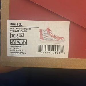 Vans- Toddler Girls Kids Shark/Narwhal Party Sparkle Pink- Size 10.5